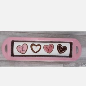 Valentine's Day Love Ceramic Tray Cupcakes Cookies Strawberries Sweets 16in